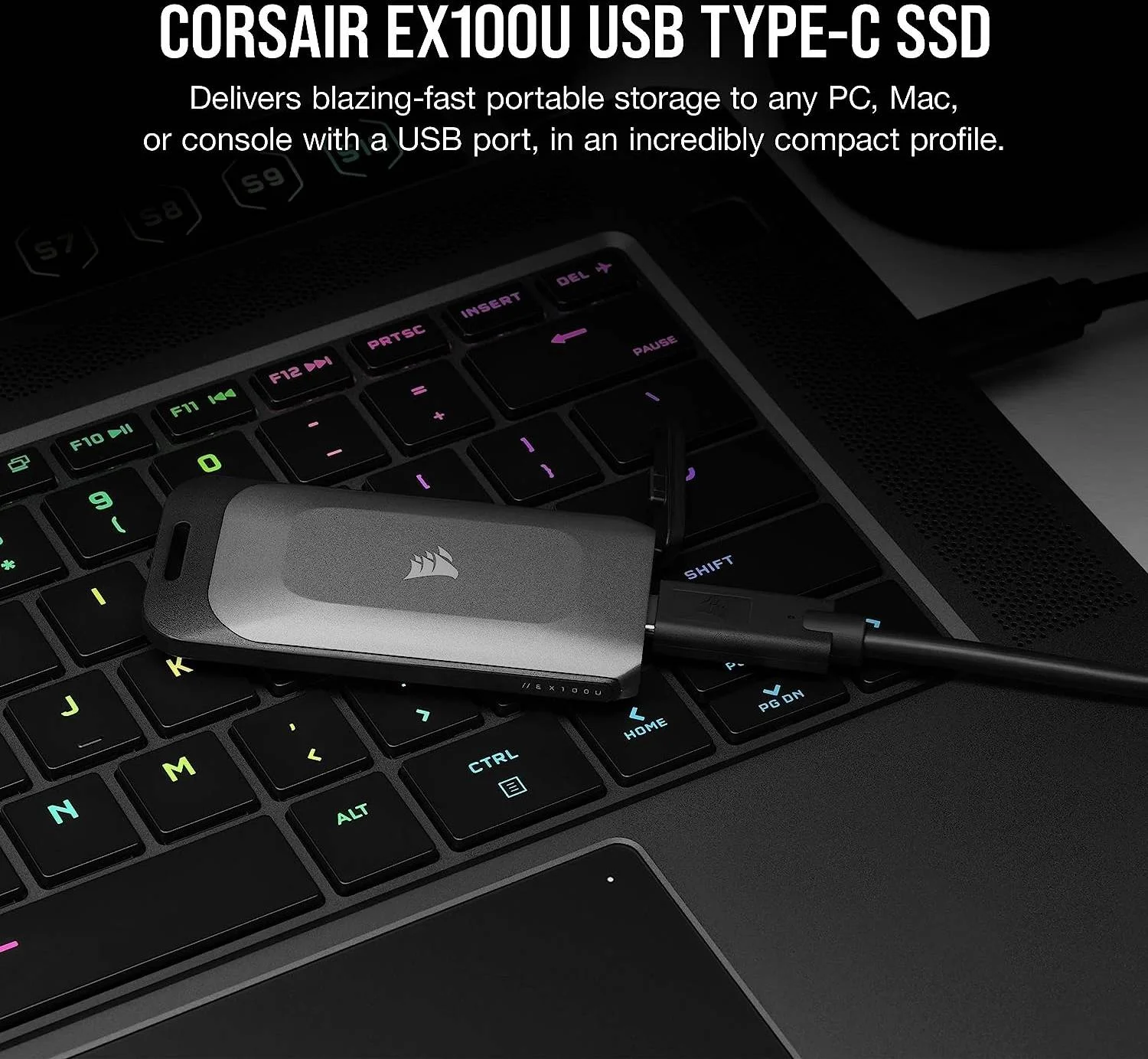 درایو ذخیره سازی قابل حمل USB Type-C کرسیر EX100U با ظرفیت 4 ترابایت، سرعت خواندن ترتیبی 1600 مگابایت بر ثانیه، سرعت نوشتن ترتیبی 1500 مگابایت بر ثانیه، USB 3.2 Gen 2x2، سازگاری با دستگاه های مختلف، مشکی | CSSD-EX100U4TB درایو ذخیره سازی قابل حمل USB Type-C کرسیر EX100U با ظرفیت 4 ترابایت، سرعت خواندن ترتیبی 1600 مگابایت بر ثانیه، سرعت نوشتن ترتیبی 1500 مگابایت بر ثانیه، USB 3.2 Gen 2x2، سازگاری با دستگاه های مختلف، مشکی | CSSD-EX100U4TB