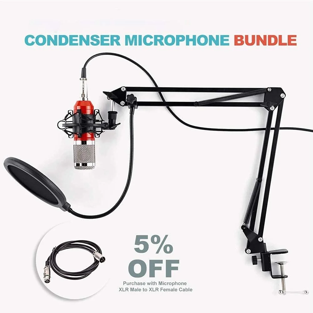 میکروفون کاندنسر، کیت میکروفون ضبط با کابل، میکروفون های کامپیوتر، پایه بازویی قیچی تعلیق قابل تنظیم با لرزه گیر، برای پادکست، ضبط موسیقی، صداگذاری میکروفون کاندنسر، کیت میکروفون ضبط با کابل، میکروفون های کامپیوتر، پایه بازویی قیچی تعلیق قابل تنظیم با لرزه گیر، برای پادکست، ضبط موسیقی، صداگذاری