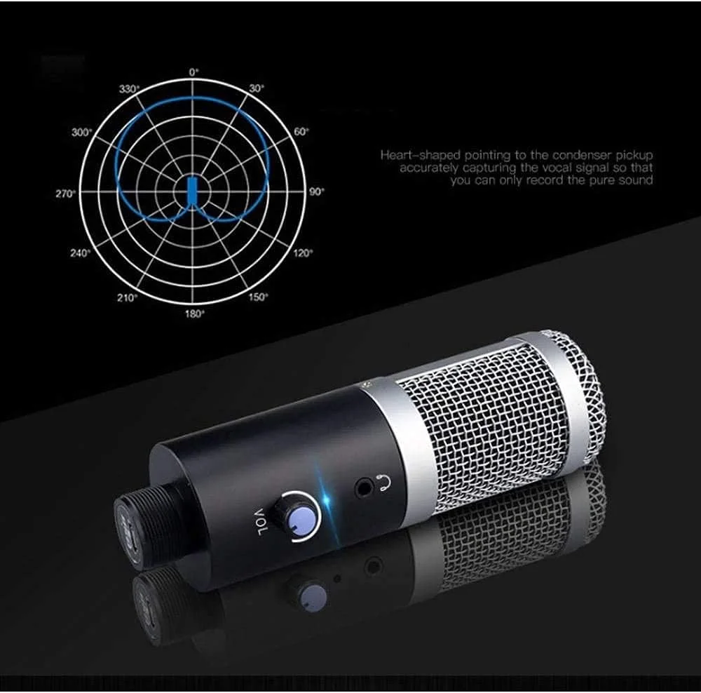 میکروفون کاندنسر USB، همراه با پایه سه پایه، افکت اکو ضبط صدا، مناسب برای کامپیوتر، لپ تاپ، IOS، تلفن های اندروید، تبلت ها، ایکس باکس و یوتیوب