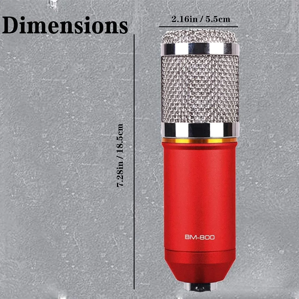 کیت میکروفون کاندنسر BM-800، میکروفون گیمینگ، میکروفون پادکست PC به 3.5mm با بازوی قیچی تعلیق قابل تنظیم، لرزه گیر، برای ضبط استودیویی و پخش