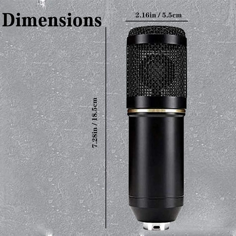 کیت میکروفون کاندنسر BM-800، میکروفون گیمینگ، میکروفون پادکست PC به 3.5 میلی‌متر با بازوی قیچی تعلیق قابل تنظیم، لرزه‌گیر، برای ضبط استودیویی و پخش