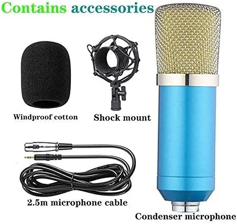کیت میکروفون کاندنسر BM-700، میکروفون گیمینگ، میکروفون پادکست PC به 3.5 میلی‌متر با میکروفون قابل تنظیم، لرزه‌گیر، برای ضبط استودیویی و پخش