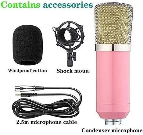 کیت میکروفون کاندنسر BM-700، میکروفون گیمینگ، میکروفون پادکست PC به 3.5 میلی‌متر با میکروفون قابل تنظیم، لرزه‌گیر، برای ضبط استودیویی و پخش