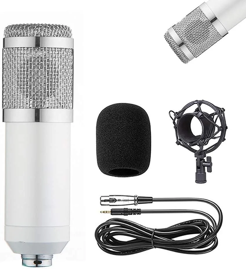 کیت میکروفون کاندنسر BM-800، میکروفون گیمینگ، میکروفون پادکست PC به 3.5 میلی‌متر با میکروفون قابل تنظیم، لرزه‌گیر، برای ضبط استودیویی و پخش