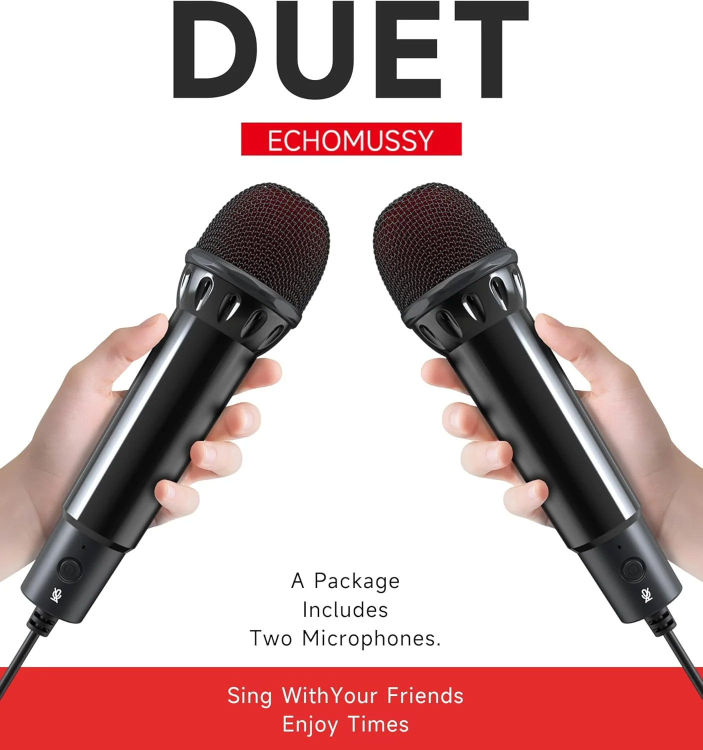 میکروفون USB سیمی 2 عددی 3 متری برای بازی Switch 2&1/PS5/PS4/XBOXONE/PC، اتصال آسان، دکمه قطع صدا، کارائوکه دوگانه، دریافت جهت دار صدا، وزن 179 گرم طلایی