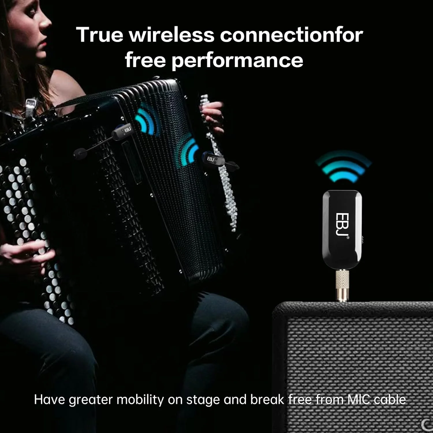 میکروفون ساز EBJ 2.4G با گیرنده و فنجان مکش جداشدنی برای گیتار ویولن ویولنسل آکاردئون بلندگوها، میکروفون پیکاپ برای اجرای زنده و کاهش نویز، برد 30 متری (KX-801-2)
