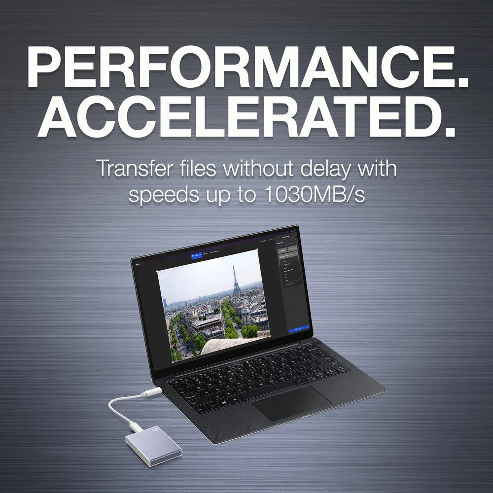 حافظه اس اس دی اکسترنال قابل حمل سیگیت وان تاچ 500 گیگابایت، سرعت تا 1030 مگابایت بر ثانیه، طرح Mylio Create، خدمات بازیابی اطلاعات Rescue، طرح Adobe Creative Cloud Photography، آبی | STKG500402