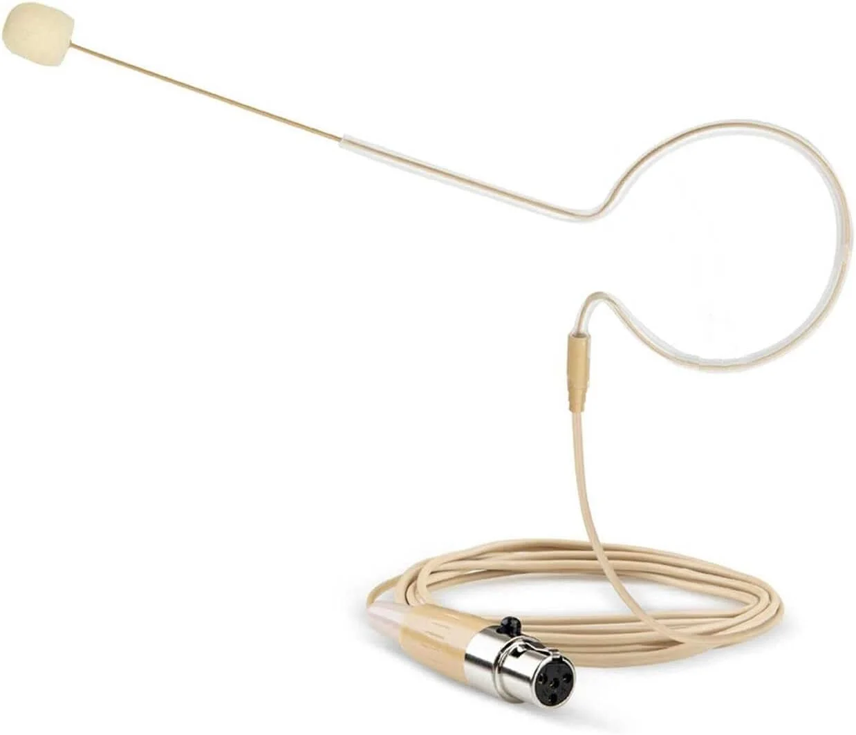 میکروفون خازنی هدست تک گوشی بژ برای فرستنده کمری سیستم وایرلس، مینی XLR 4 پین TA4F، ایده آل برای دی جی، MC، باشگاه ورزشی، استیج