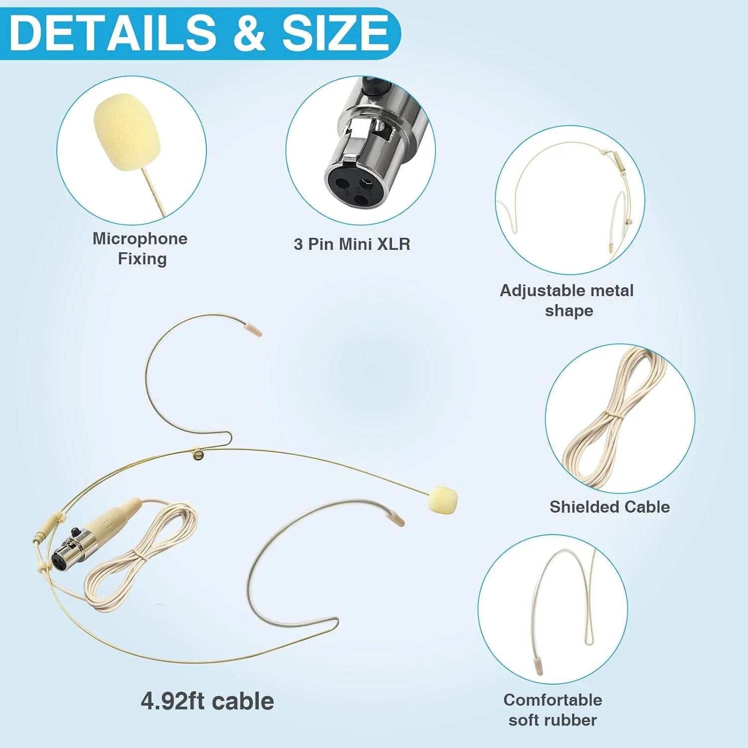 میکروفون هدست دو گوشی با مینی XLR 3 پین TA3F برای میکروفون هدست AKG Samson، بسته 2 عددی