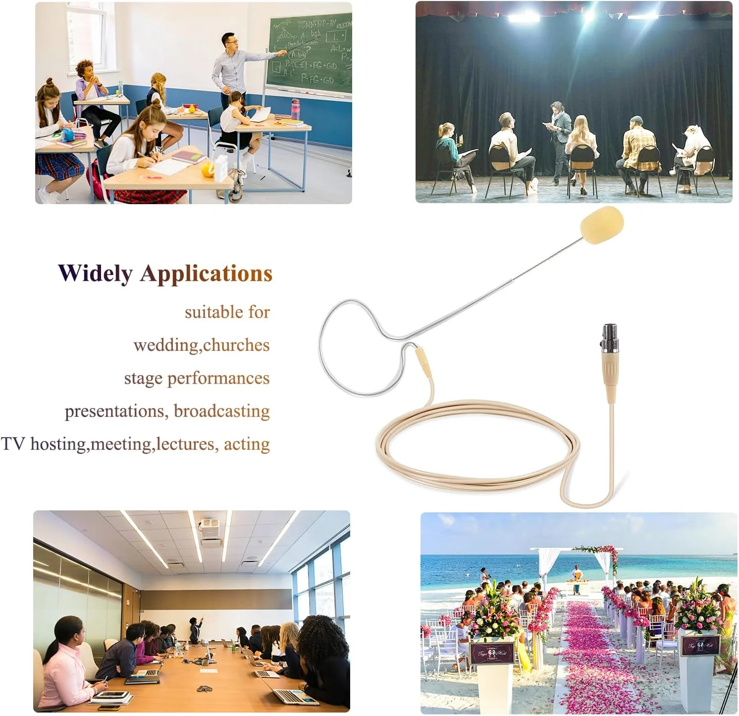 میکروفون خازنی تک گوشی بژ با قلاب گوش برای فرستنده کمری سیستم بی سیم AKG/Samson، مینی XLR 3 پین TA3F، ایده آل برای دی جی، MC، باشگاه ورزشی، استیج میکروفون خازنی تک گوشی بژ با قلاب گوش برای فرستنده کمری سیستم بی سیم AKG/Samson، مینی XLR 3 پین TA3F، ایده آل برای دی جی، MC، باشگاه ورزشی، استیج