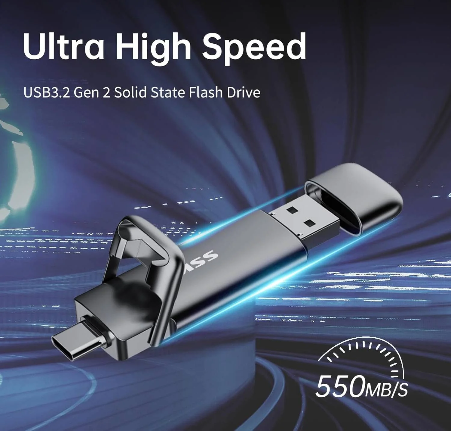 اس اس کی 1 ترابایت اس اس دی اکسترنال تا 550 مگابایت بر ثانیه، فلش درایو دوگانه پرسرعت تایپ سی + یو اس بی آ 3.2 نسل 2، حافظه ذخیره سازی اطلاعات برای ویندوز/مک/آیفون 15/تلفن اندروید/PS4 | SD301