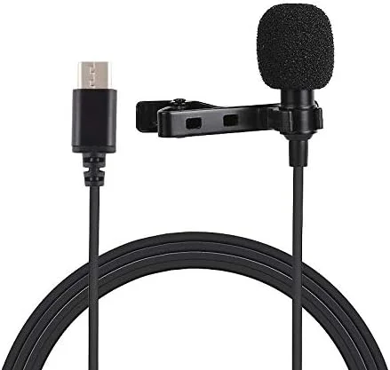 میکروفون سیم دار یقه ای خازنی ضبط صدا با جک USB-C/Type-C به طول 1.5 متر