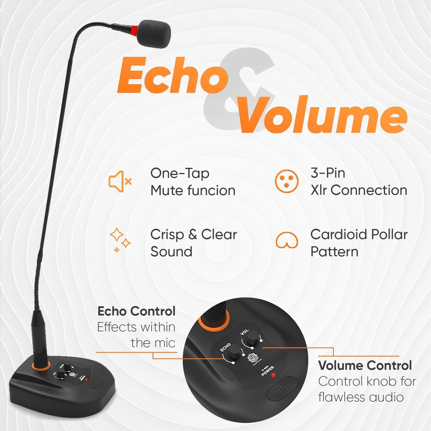 میکروفون رومیزی خازنی گردن غازی 24 اینچی DIGIMORE | ورودی XLR، کلید روشن/خاموش | ایده آل برای جلسات، کنفرانس های ویدئویی، پخش زنده، سخنرانی ها | D-660 (D-660)