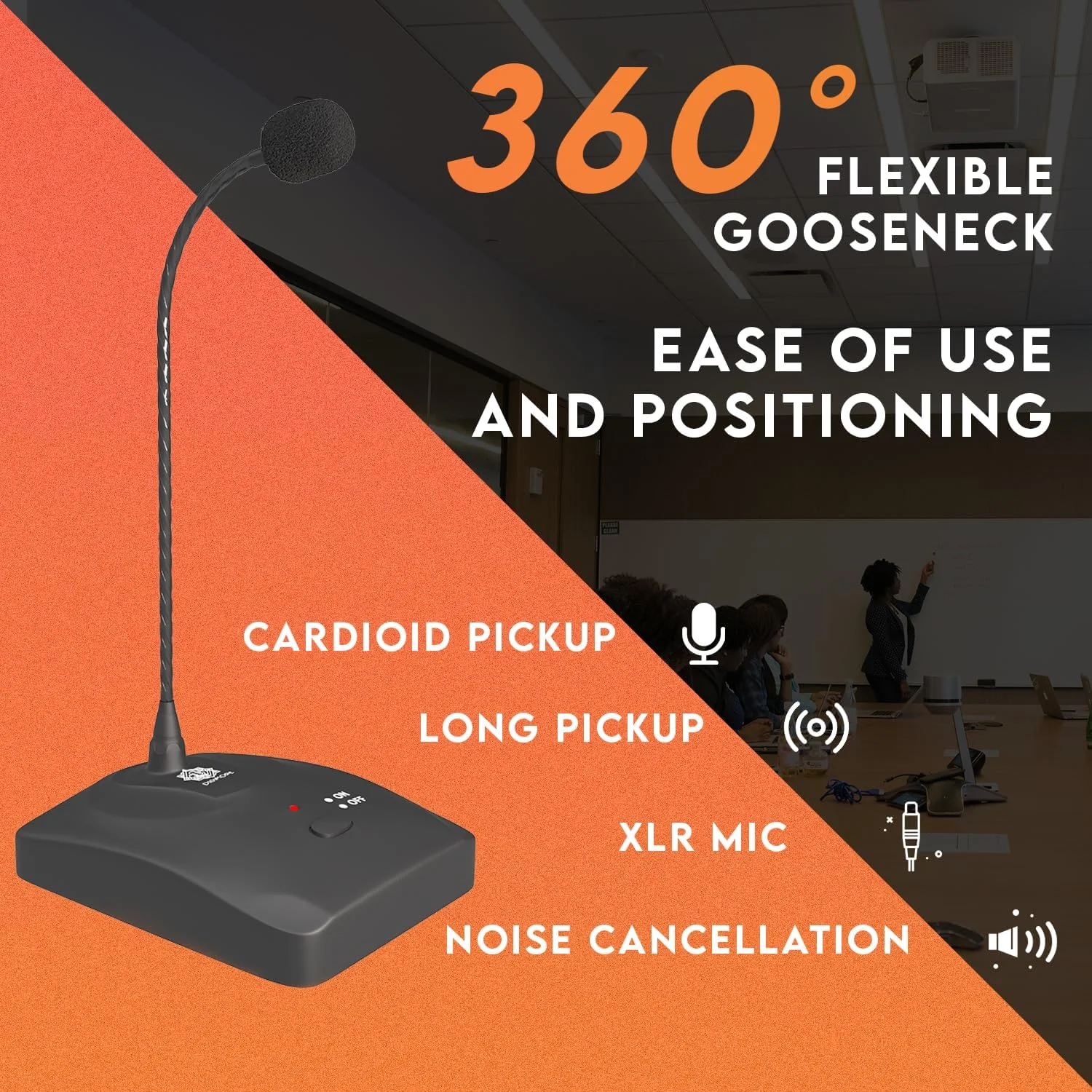 میکروفون رومیزی خازنی گردن‌غازی DIGIMORE مدل D-650، میکروفون تریبونی 18 اینچی با کلید روشن/خاموش و خروجی XLR، مناسب برای جلسات، کنفرانس‌های ویدئویی و پخش زنده