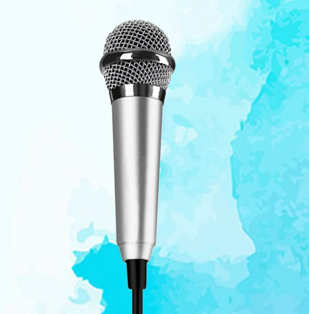 میکروفون کاندنسر کوچک برای تلفن، کامپیوتر، کارائوکه، نقره ای