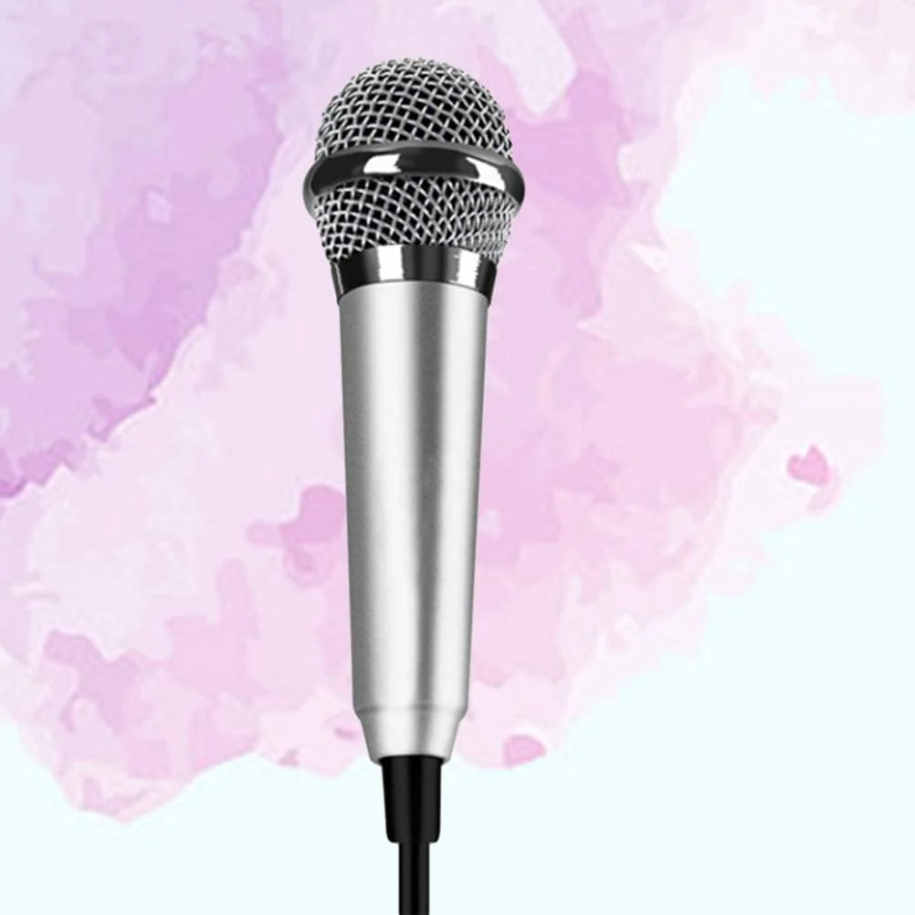 میکروفون کاندنسر کوچک برای تلفن، کامپیوتر، کارائوکه، نقره ای