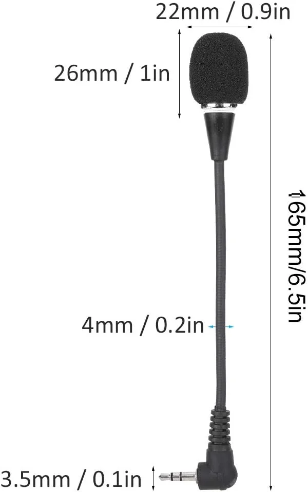 میکروفون جداشدنی 3.5 میلی متری، میکروفون مینی کندانسور همه جهته با سر انعطاف پذیر برای دریافت صدای وکال و تجهیزات تقویت صدا