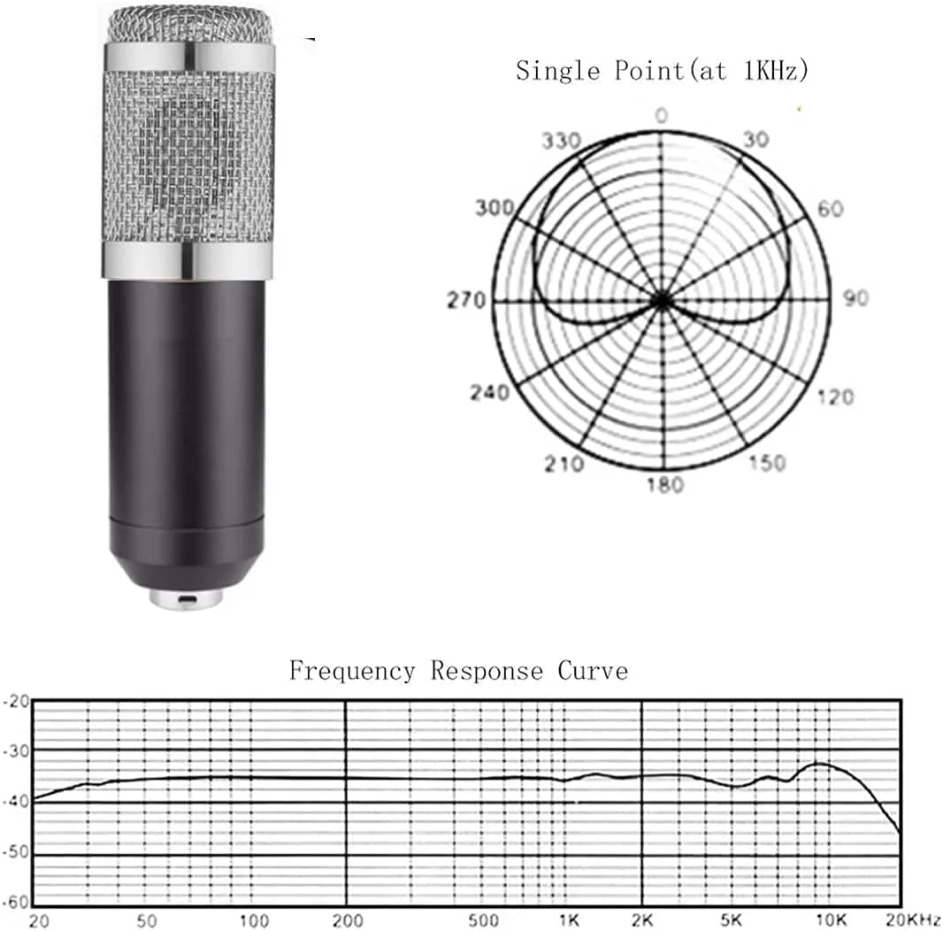 مجموعه میکروفون کاندنسر حرفه ای BM800 و آداپتور صدای USB 3.5 میلی متری استریو خارجی با جک میکروفون/هدفون برای لپ تاپ ویندوز مک لینوکس (مشکی)