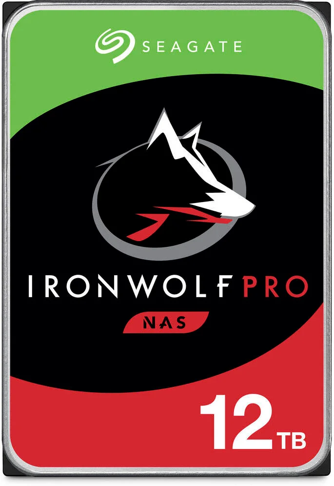 هارد دیسک داخلی 12 ترابایتی سیگیت IronWolf Pro SATA III 3.5 اینچی NAS (CMR)، ظرفیت 12 ترابایت، فرم فاکتور 3.5 اینچی، 256 مگابایت کش، 2.5 میلیون ساعت MTBF، 7200 دور در دقیقه، رابط SATA III 6 گیگابیت بر ثانیه | ST12000NT001