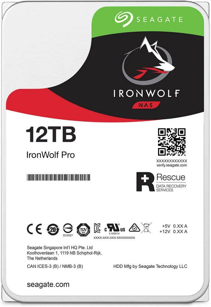 هارد دیسک داخلی 12 ترابایتی سیگیت IronWolf Pro SATA III 3.5 اینچی NAS (CMR)، ظرفیت 12 ترابایت، فرم فاکتور 3.5 اینچی، 256 مگابایت کش، 2.5 میلیون ساعت MTBF، 7200 دور در دقیقه، رابط SATA III 6 گیگابیت بر ثانیه | ST12000NT001