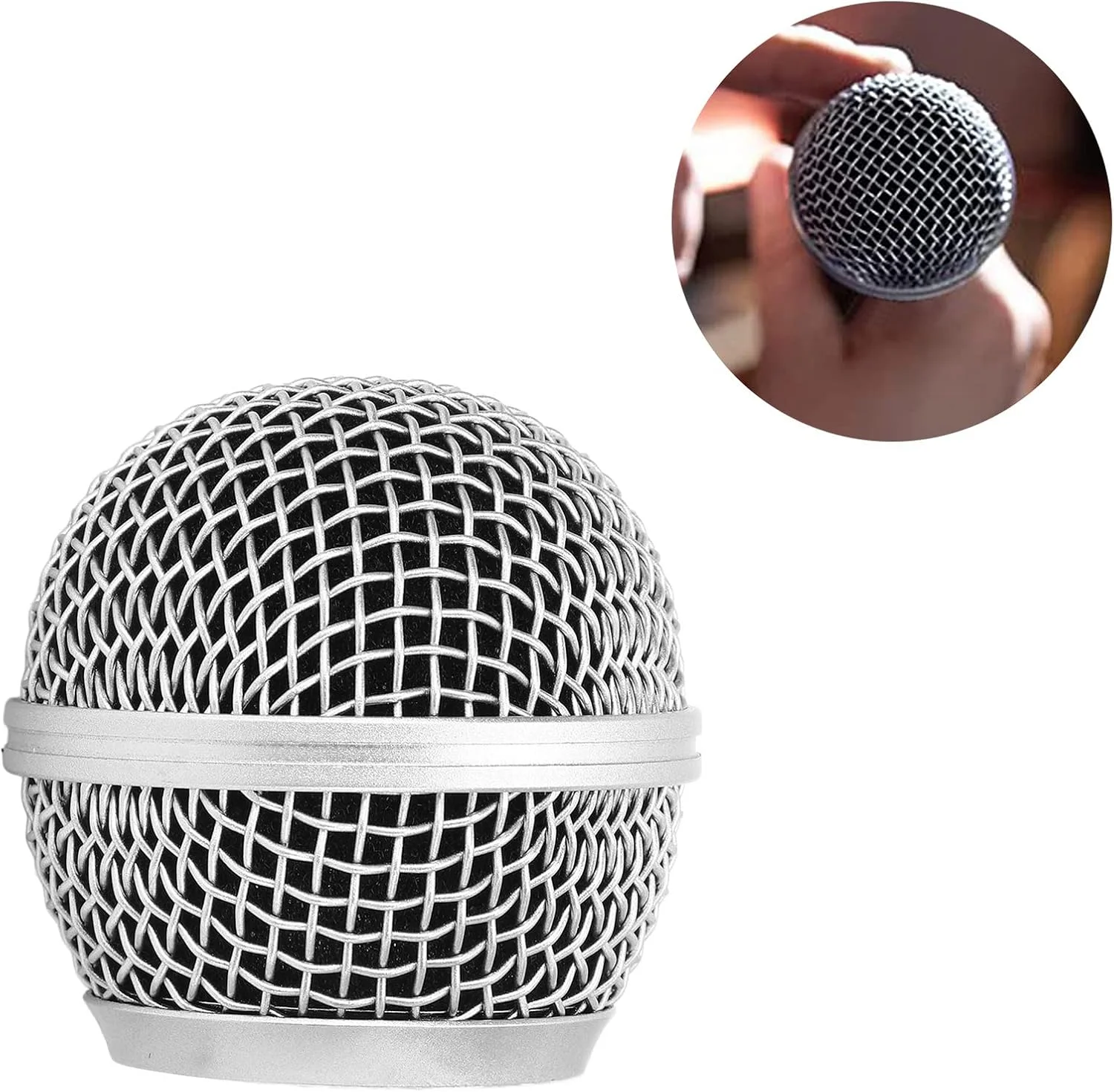 توری جایگزین میکروفون SM58، سر توری فلزی با پنبه ضد باد، مناسب برای میکروفون