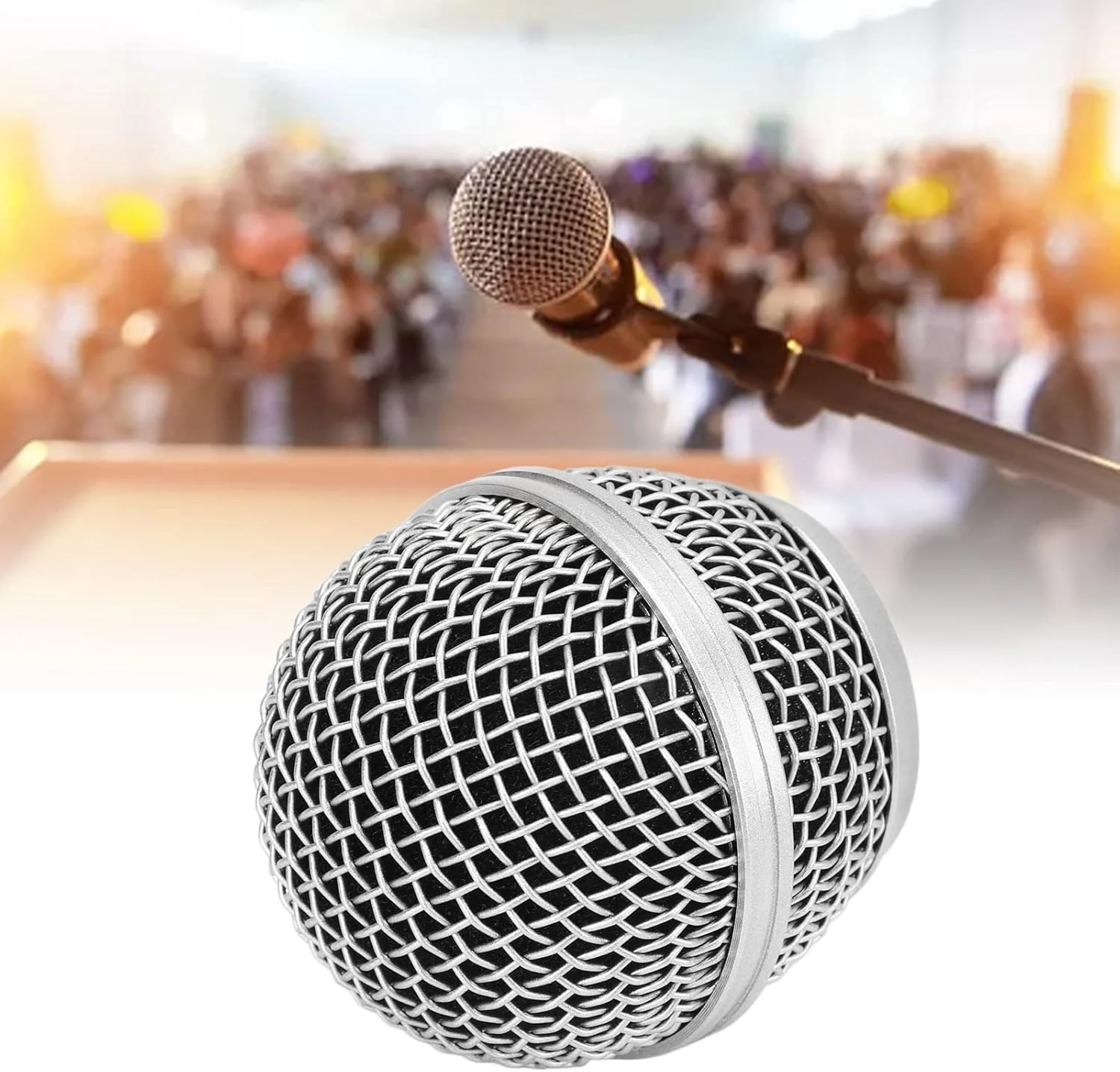 توری جایگزین میکروفون SM58، سر توری فلزی با پنبه ضد باد، مناسب برای میکروفون