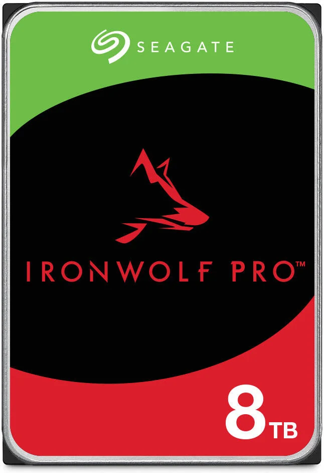 هارد دیسک داخلی 8 ترابایتی Seagate IronWolf Pro، رابط SATA 6Gb/s، حافظه کش 256 مگابایت، سرعت چرخش 7200 دور در دقیقه، سرعت انتقال 255 مگابایت بر ثانیه، فناوری ضبط CMR | ST8000NT001