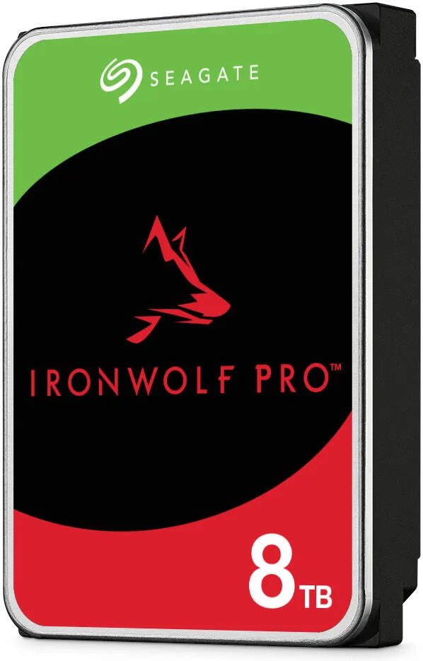هارد دیسک داخلی 8 ترابایتی Seagate IronWolf Pro، رابط SATA 6Gb/s، حافظه کش 256 مگابایت، سرعت چرخش 7200 دور در دقیقه، سرعت انتقال 255 مگابایت بر ثانیه، فناوری ضبط CMR | ST8000NT001