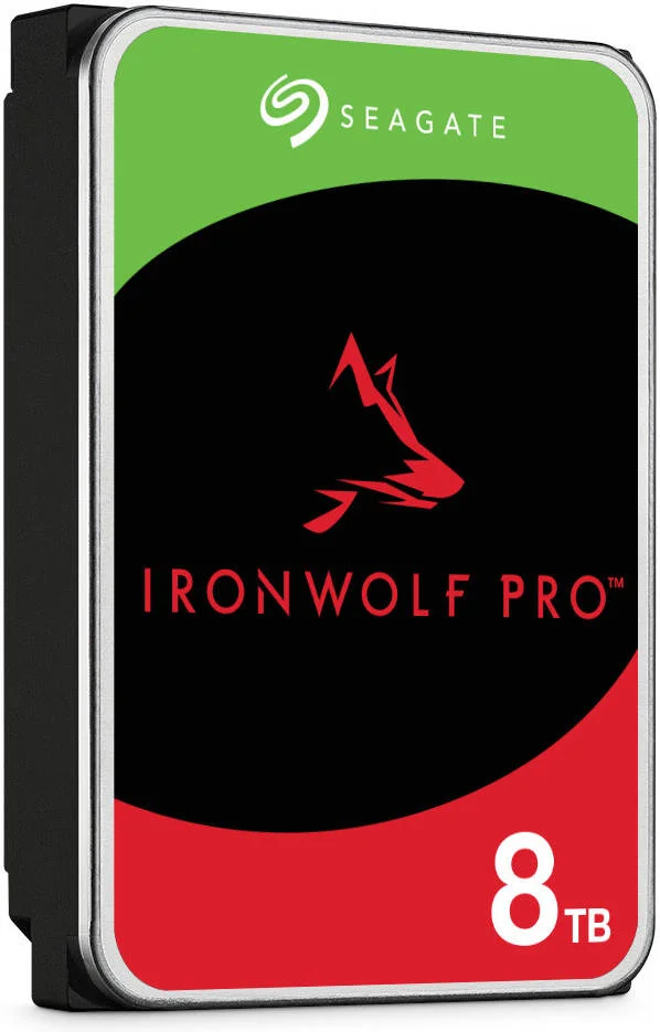 هارد دیسک داخلی 8 ترابایتی Seagate IronWolf Pro، رابط SATA 6Gb/s، حافظه کش 256 مگابایت، سرعت چرخش 7200 دور در دقیقه، سرعت انتقال 255 مگابایت بر ثانیه، فناوری ضبط CMR | ST8000NT001