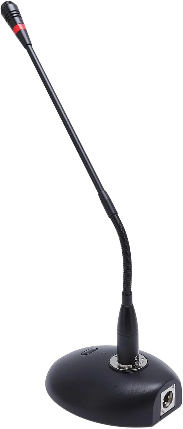 میکروفون کندانسور گردن غازی Cryfokt، میکروفون رومیزی کاردیوئید قابل حمل با زاویه قابل تنظیم و چراغ نشانگر، نصب آسان برای جلسات