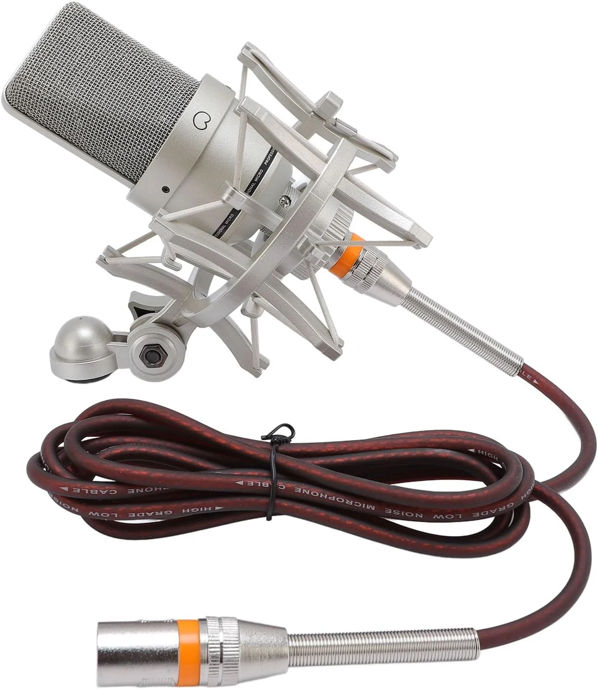 میکروفون کاندنسر Cryfokt، میکروفون استودیویی آلیاژ روی حساس با صدای شفاف رابط XLR 3 پین برای پخش زنده (طلایی)