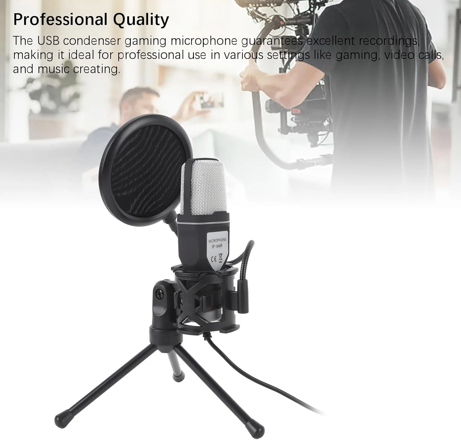 میکروفون گیمینگ USB کرایفوکت با نور RGB برای استودیو پادکست و استریمینگ، میکروفون کاندنسر کاهش نویز برای کامپیوتر، اتصال آسان برای گیمرها و استریمرها