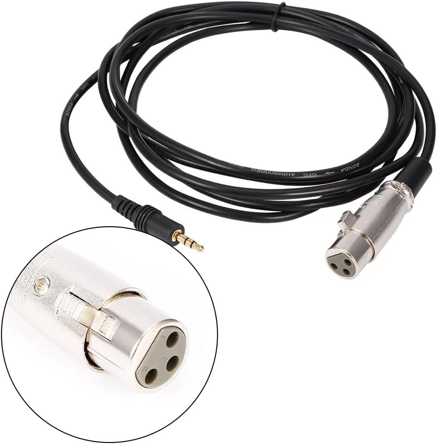 کابل میکروفون 3 پین XLR مادگی به جک 3.5 میلی‌متری نری، کابل صوتی مینی جک AUX - 3 متر
