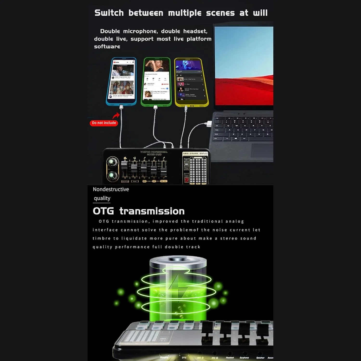 کارت صدا به همراه میکروفون کاندنسر استودیویی مناسب خوانندگی، پادکست، ضبط و پخش زنده کارت صدا به همراه میکروفون کاندنسر استودیویی مناسب خوانندگی، پادکست، ضبط و پخش زنده