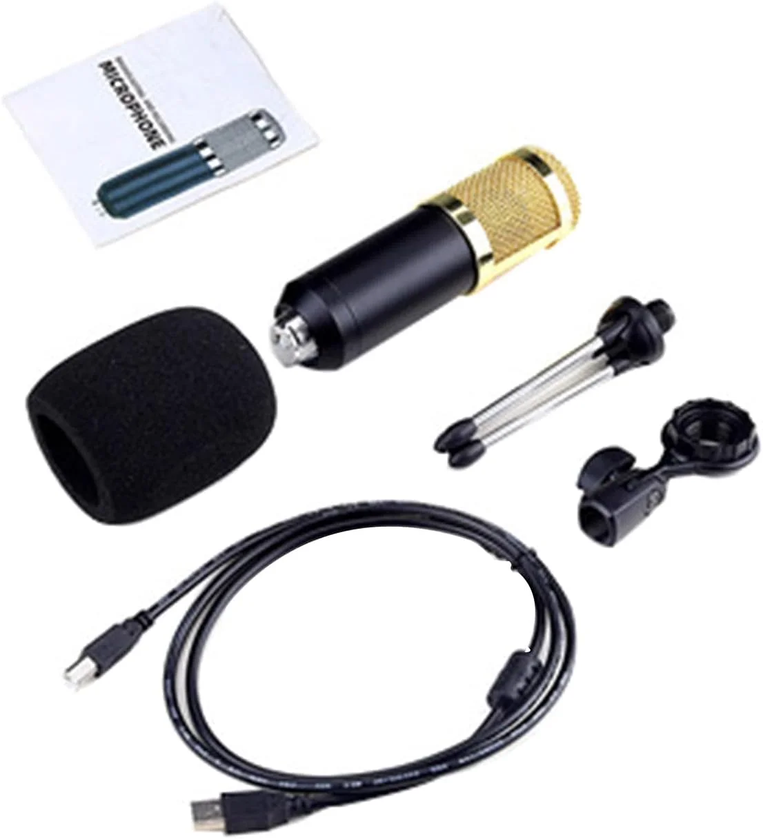 میکروفون کاندنسر BM800S لایو با نورپردازی پویا، الگو قلبی شکل، ضد تداخل با پایه رومیزی