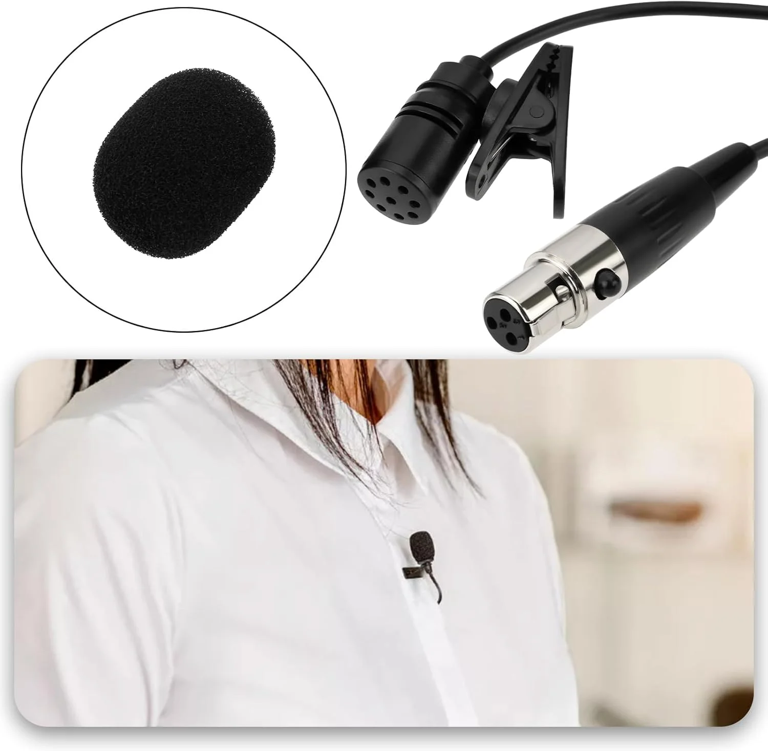 میکروفون یقه‌ای لاوالیر 3 پین با جک مینی XLR، سازگار با سیستم‌های صوتی مختلف