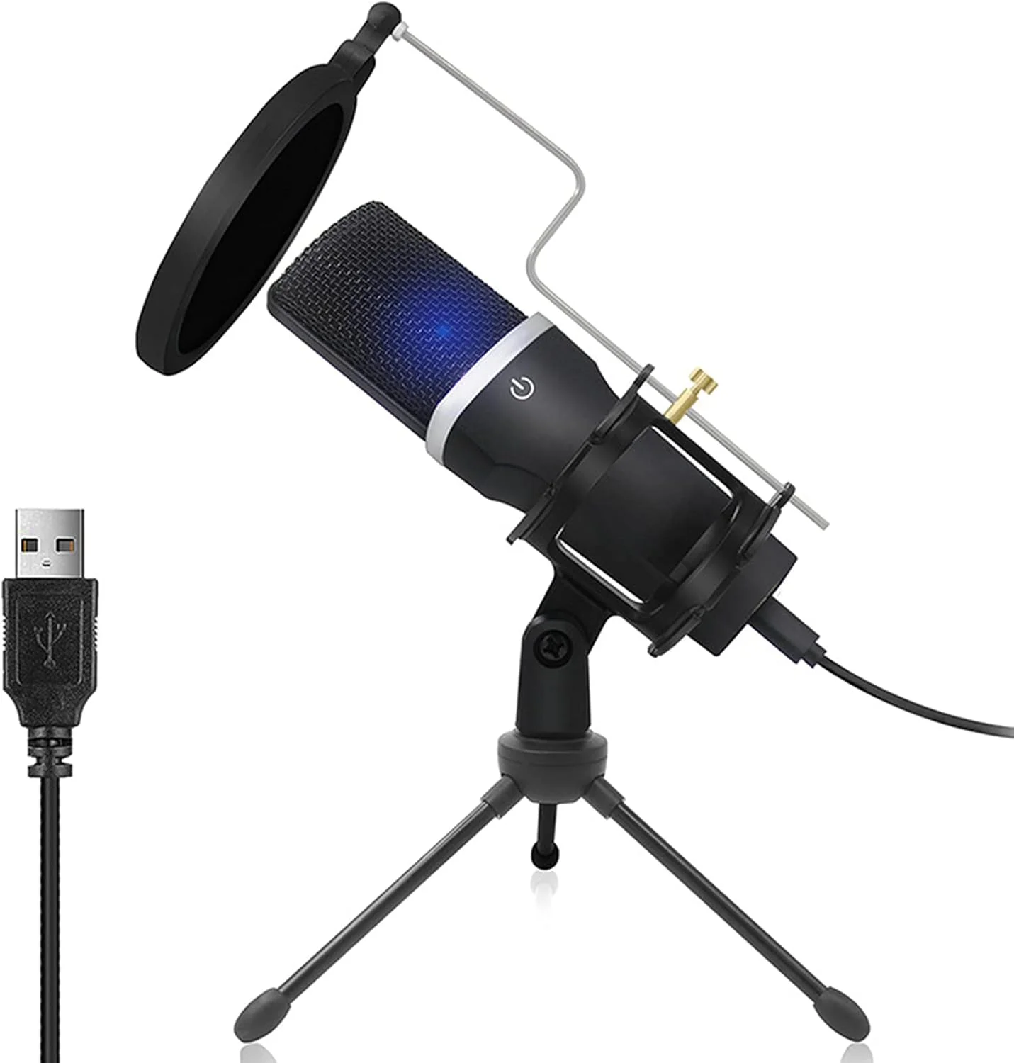 میکروفون ضبط کاندنسر N / B، مجموعه میکروفون رومیزی، با براکت و توری جلوگیری از انفجار، کیفیت صدای شفاف، برای جلسات، کلاس های آنلاین، بازی ها