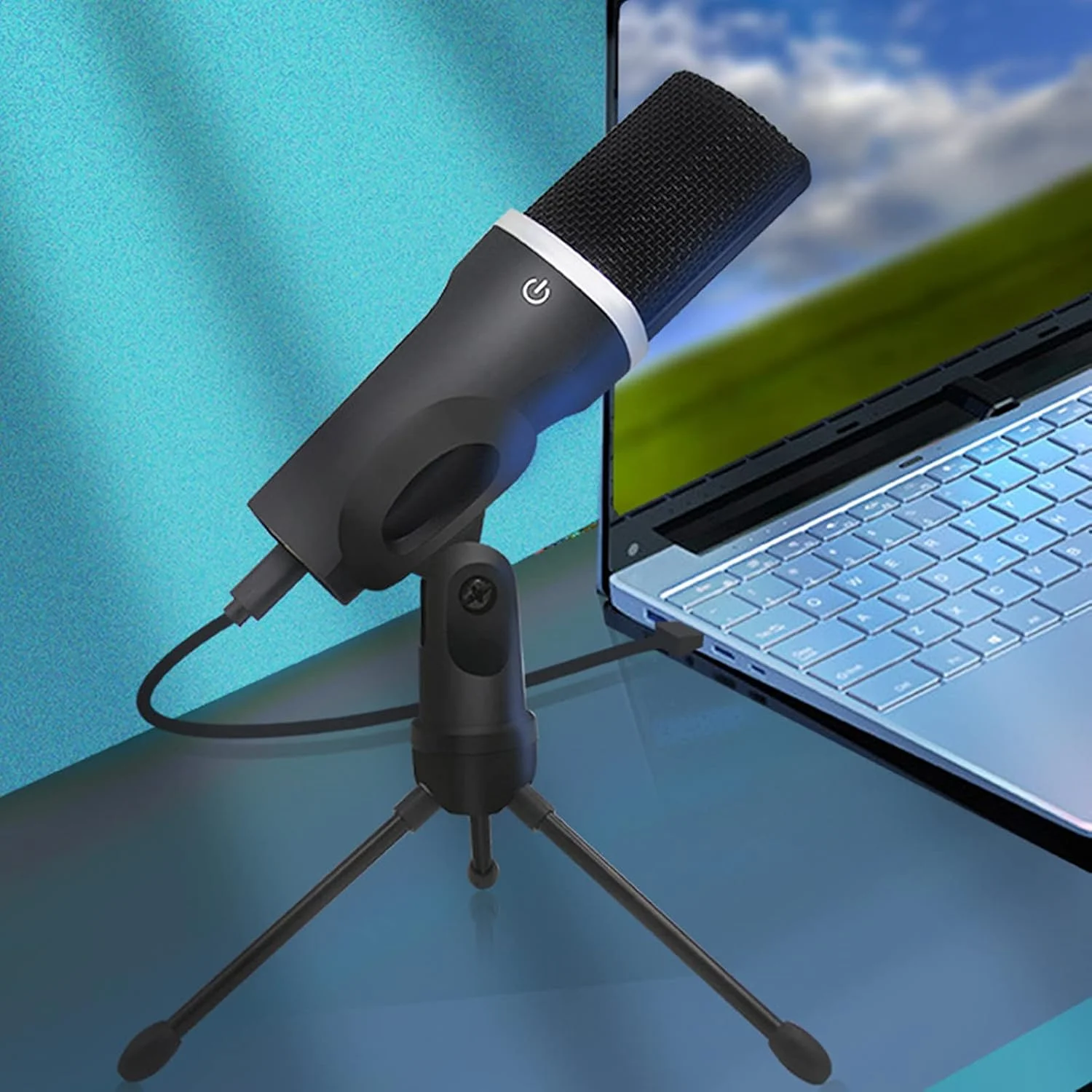 میکروفون ضبط کاندنسر N / B، مجموعه میکروفون رومیزی، با براکت و توری جلوگیری از انفجار، کیفیت صدای شفاف، برای جلسات، کلاس های آنلاین، بازی ها