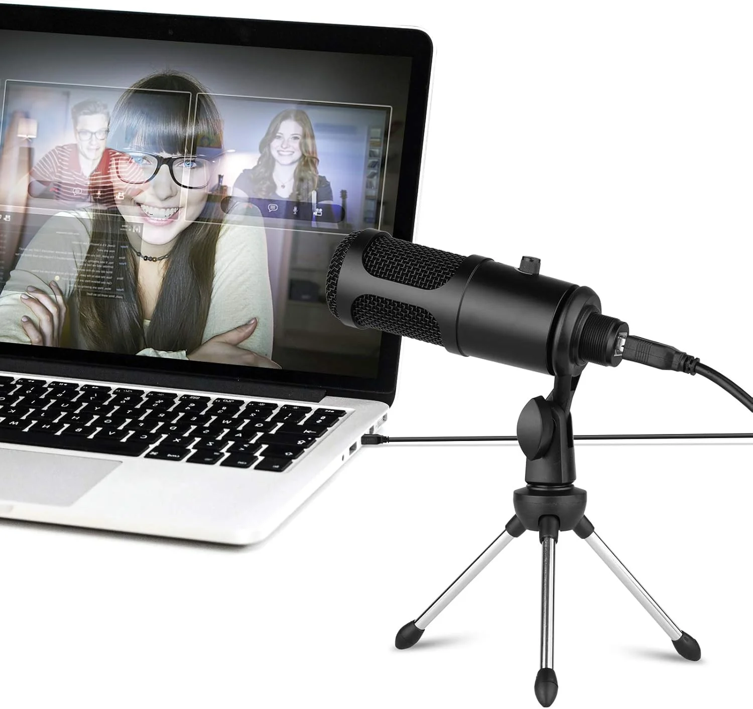 مجموعه تلفن USB کندانسور، سیستم تلفن حرفه ای با میکروفون تاشو، سیم برق USB برای ضبط، پخش زنده، چت صوتی و نوازندگی ساز