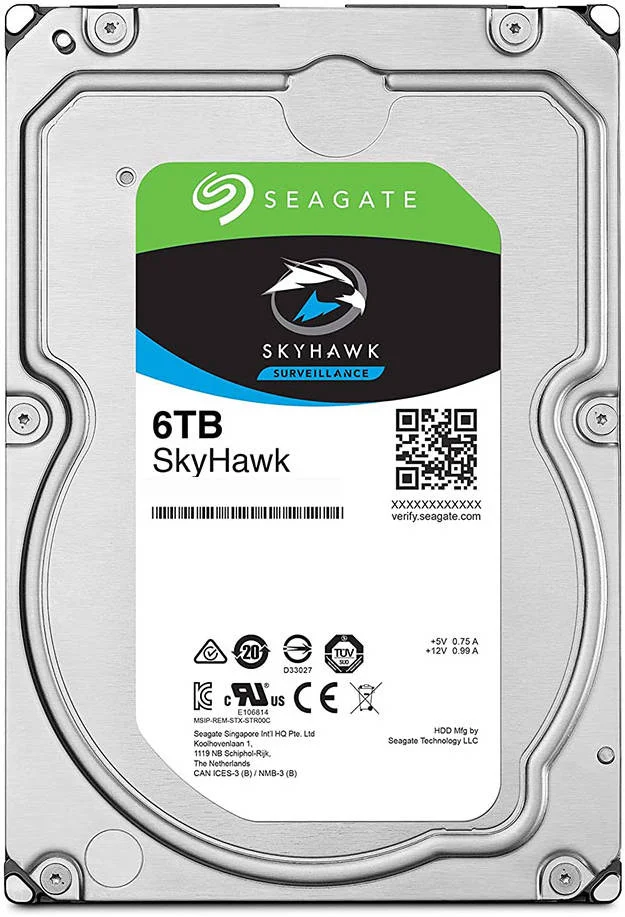 هارد دیسک داخلی سیگیت Skyhawk با ظرفیت 6 ترابایت، رابط SATA 6.0Gb/s، سایز 3.5 اینچ، حافظه کش 256 مگابایت، سرعت 5400 دور در دقیقه، حداکثر سرعت انتقال داده 180 مگابایت بر ثانیه، پشتیبانی از حداکثر 64 دوربین HD، 1 میلیون ساعت MTBF | ST6000VX009 - تصویر 2