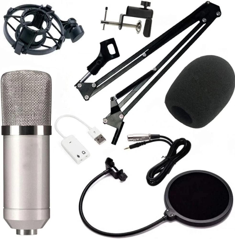 کیت میکروفون کاندنسر، میکروفون پخش اینترنتی کاندنسر، مجموعه پایه میکروفون کارت صدای USB توری جلوگیری از ترکیدگی کیت میکروفون کاندنسر، میکروفون پخش اینترنتی کاندنسر، مجموعه پایه میکروفون کارت صدای USB توری جلوگیری از ترکیدگی