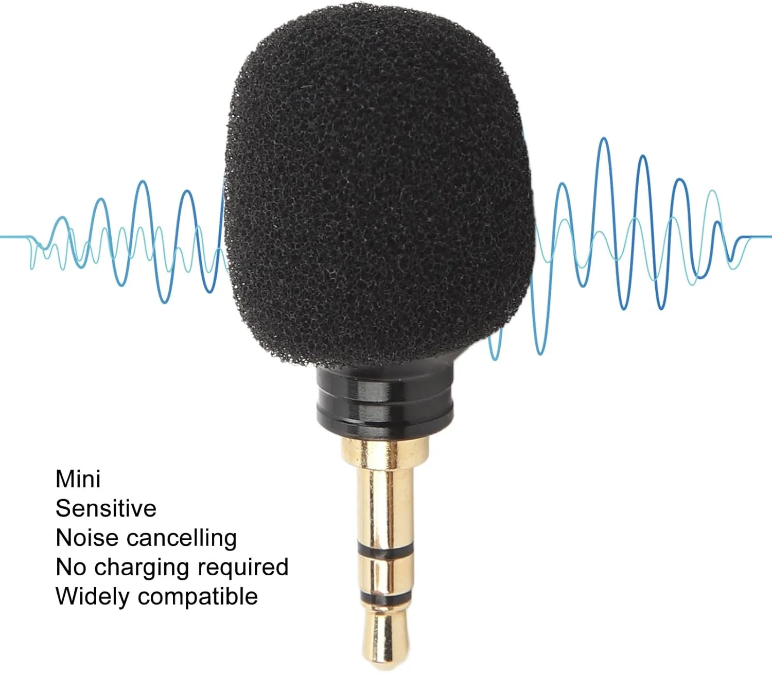 میکروفون کاندنسر کوچک، میکروفون خازنی انعطاف پذیر با حساسیت بالا برای آواز خواندن، پخش زنده، ضبط، با اسفنج ضد باد، کاهش نویز، پلاگین 3.5 میلی متری