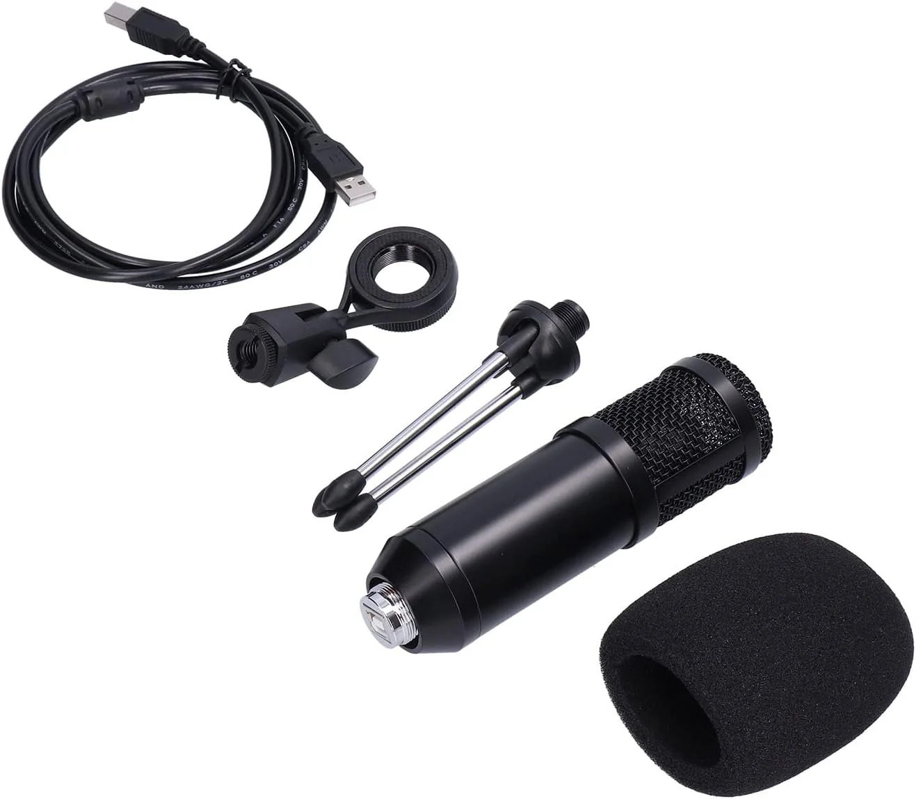 میکروفون USB کاندنسر کاردیوئید با قابلیت کاهش نویز، میکروفون سیمی برای کامپیوتر و پخش رادیویی، ایده آل برای بازی، ضبط موسیقی، کنفرانس آنلاین