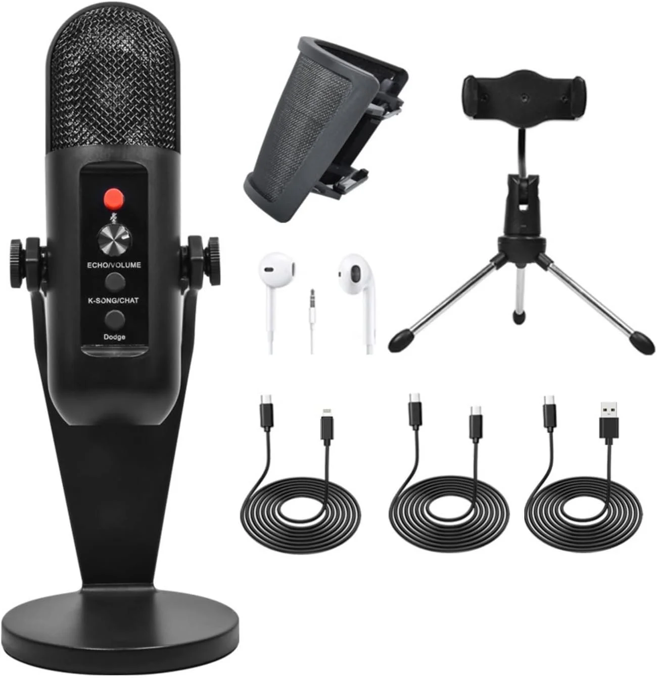 کیت میکروفون USB کاندنسر برای کامپیوتر، لپ تاپ و موبایل، میکروفون استریمینگ و پادکست گیمینگ با کارت صدا، پایه قابل تنظیم، پاپ فیلتر، هدفون، ست ضبط صدا Plug and Play برای استریم زنده و خوانندگی کیت میکروفون USB کاندنسر برای کامپیوتر، لپ تاپ و موبایل، میکروفون استریمینگ و پادکست گیمینگ با کارت صدا، پایه قابل تنظیم، پاپ فیلتر، هدفون، ست ضبط صدا Plug and Play برای استریم زنده و خوانندگی