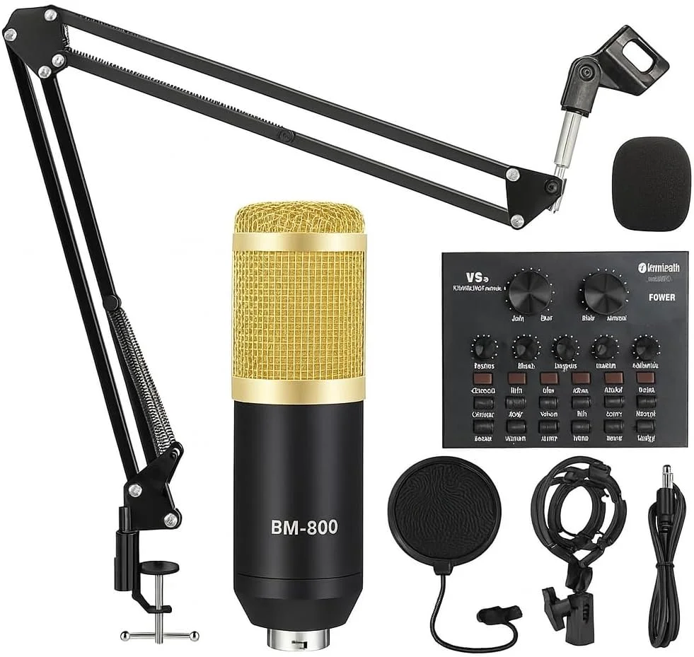 کیت میکروفون کاندنسر USB، میکروفون استودیویی حرفه ای با بازوی بوم و پاپ فیلتر، میکروفون کامپیوتر برای استریم، پادکست و بازی کیت میکروفون کاندنسر USB، میکروفون استودیویی حرفه ای با بازوی بوم و پاپ فیلتر، میکروفون کامپیوتر برای استریم، پادکست و بازی