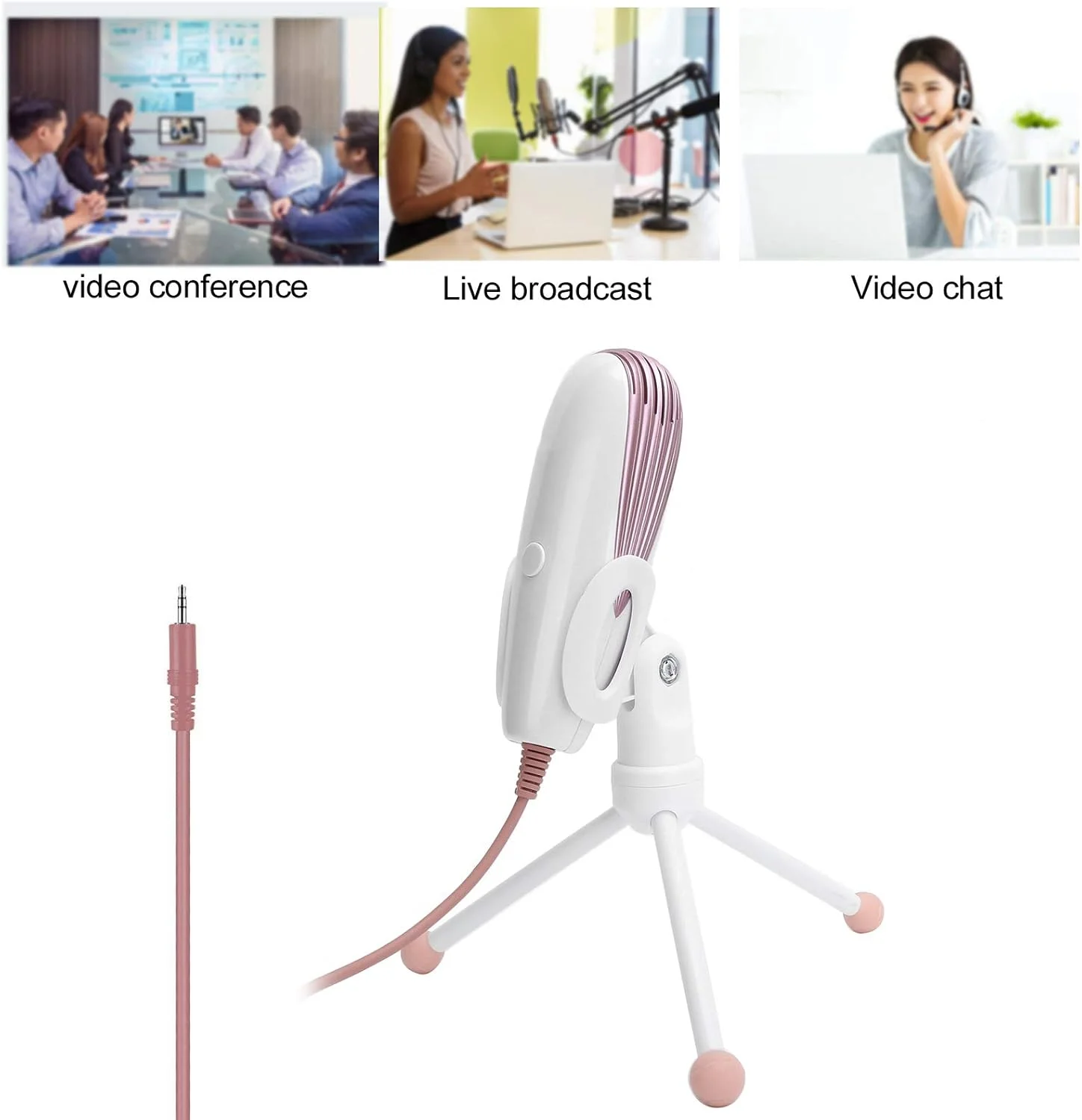 میکروفون کاندنسر با سه پایه، کیت میکروفون لپ تاپ، 35 میلی متری. میکروفون ضبط پلاگین، حساسیت دریافت صدای همه جهته، پایه برای سیستم عامل ویندوز