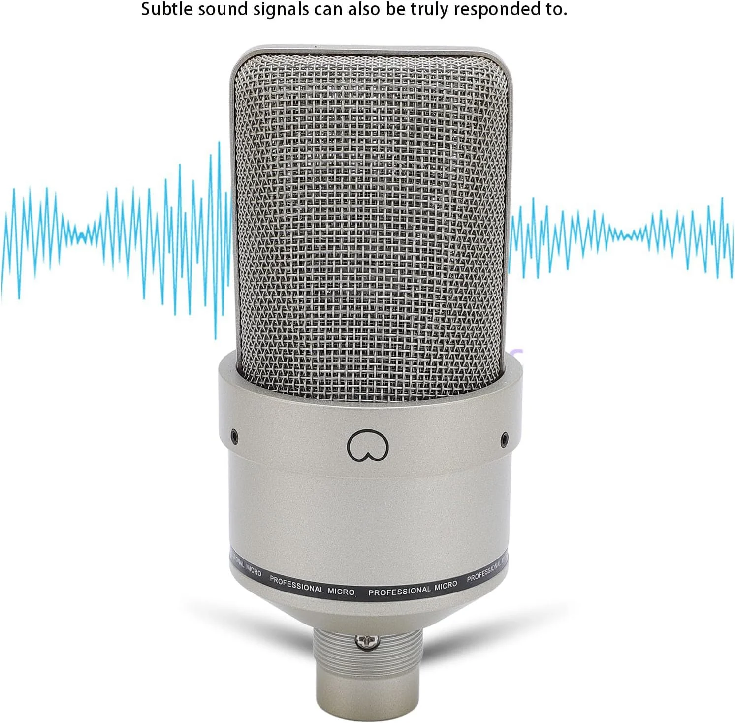 میکروفون استودیویی کاندنسر، میکروفون ضبط استودیویی کاردیوئید حرفه ای با پایه ضد لرزش و بادگیر، میکروفون کاندنسر برای آواز خواندن، بازی و پخش زنده (طلایی)