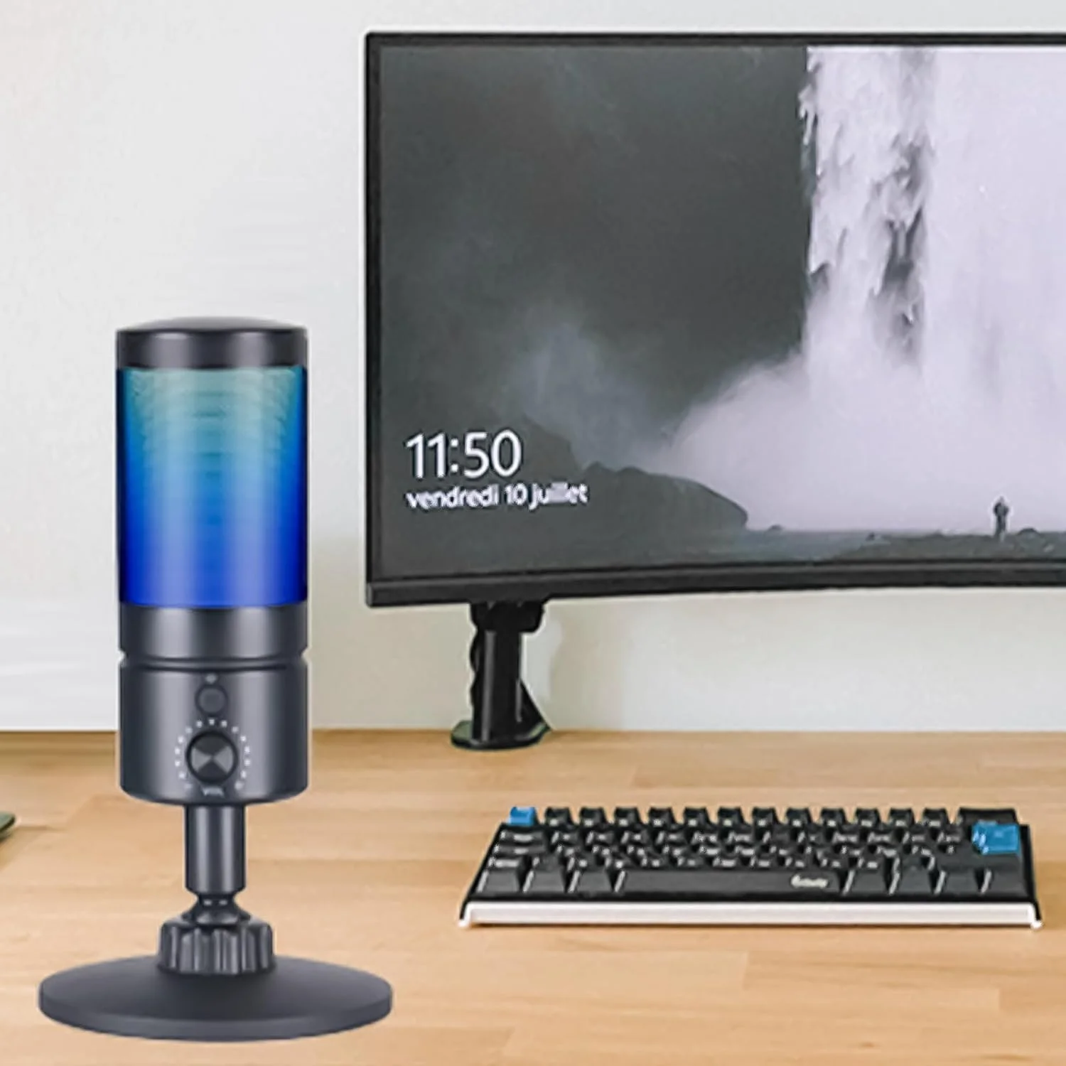 میکروفون USB کاندنسر با نورپردازی رنگی برای ضبط خانگی، پادکست و صداگذاری روی کامپیوتر، میکروفون با صدای شفاف میکروفون USB کاندنسر با نورپردازی رنگی برای ضبط خانگی، پادکست و صداگذاری روی کامپیوتر، میکروفون با صدای شفاف