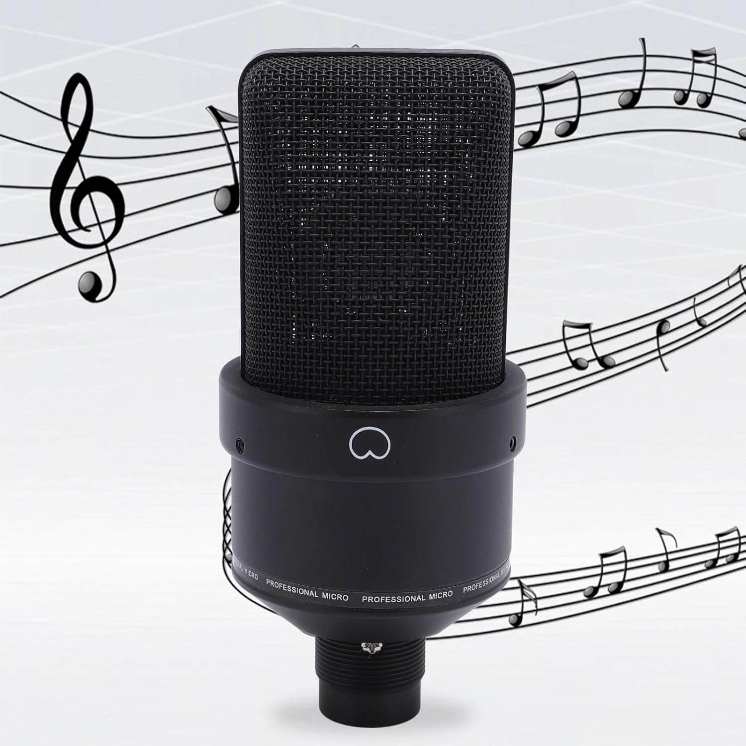 میکروفون کاندنسر با لرزه‌گیر، کیت میکروفون استودیویی با دیافراگم بزرگ به همراه کابل XLR و بادگیر برای ضبط، پادکست و بازی (مشکی)