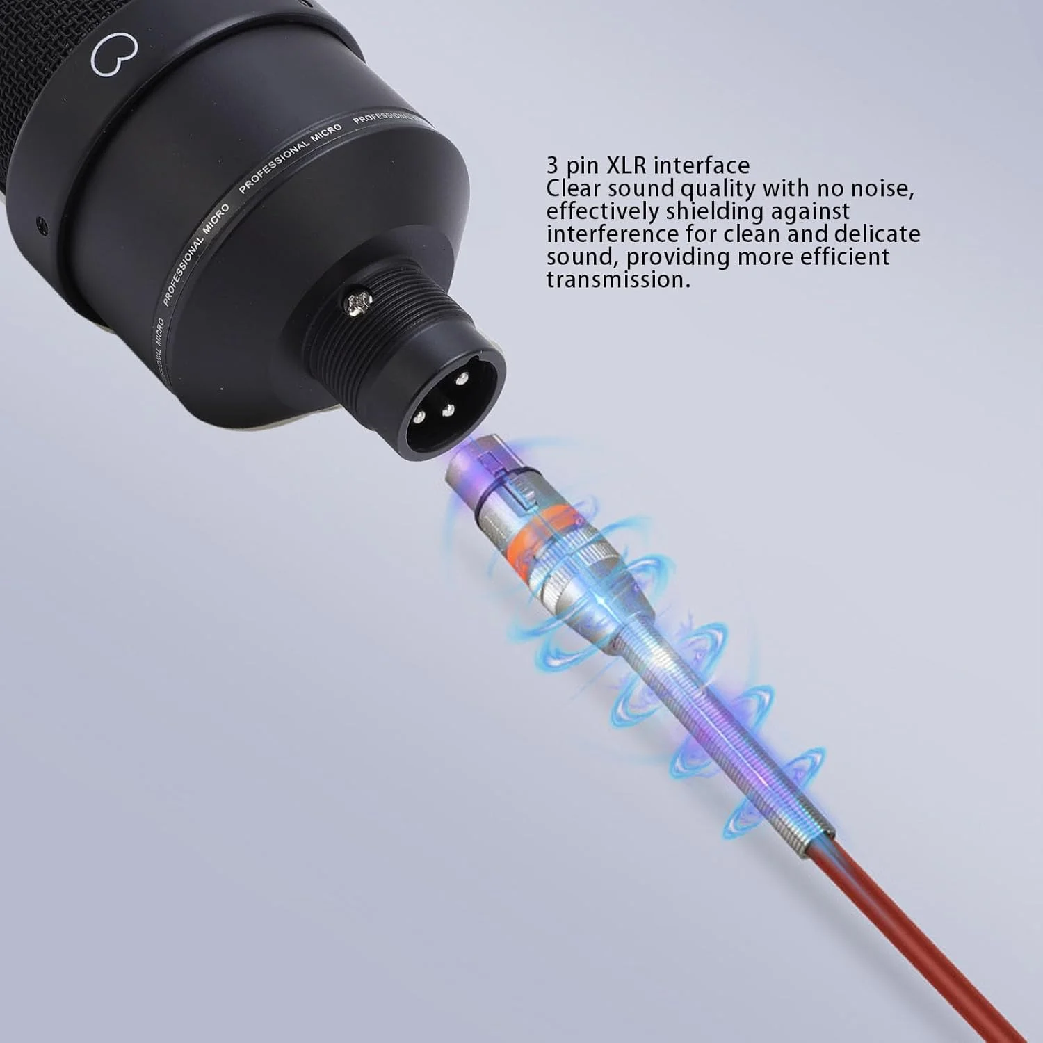 میکروفون کاندنسر با لرزه‌گیر، کیت میکروفون استودیویی با دیافراگم بزرگ به همراه کابل XLR و بادگیر برای ضبط، پادکست و بازی (مشکی)